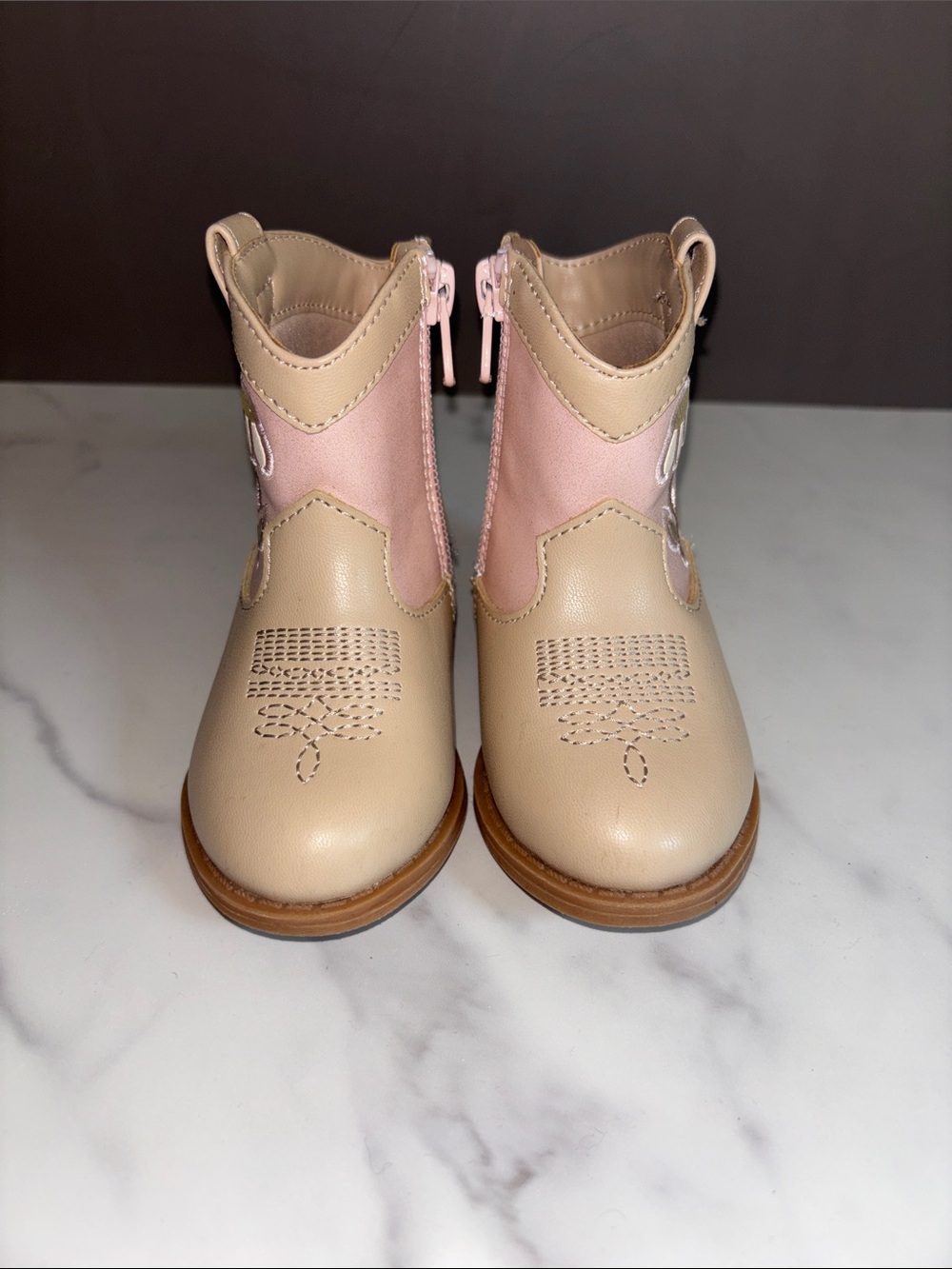 Cat & Jack Pink & Cream Floral Toddler Cowboy Boots - Picture 2 of 6